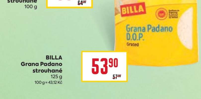 BILLA Grana Padano strouhané