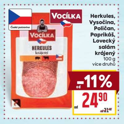 Herkules, Vysočina, Poličan, Paprikáš, Lovecký salám krájený
