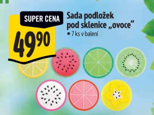 Sada podložek pod sklenice "ovoce"