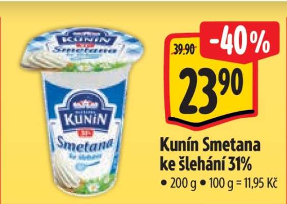 KUNÍN SMETANA KE ŠLEHÁNÍ 31 %