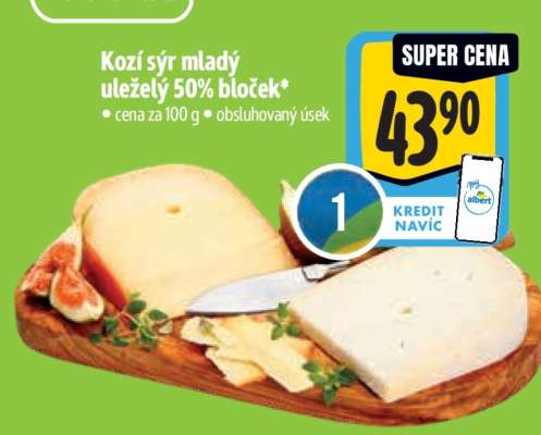 Kozí sýr mladý uleželý 50% bloček