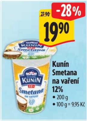 Kunín smetana na vaření 12%