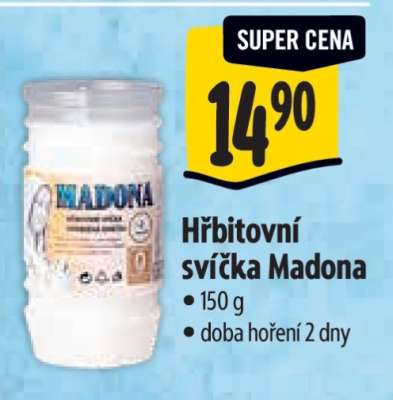 Hřbitovní svíčka Madona