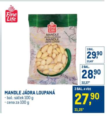 Mandle jádra loupaná