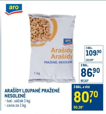 ARAŠÍDY LOUPANÉ PRAŽENÉ NESOLENÉ