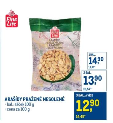 Arašídy pražené nesolené