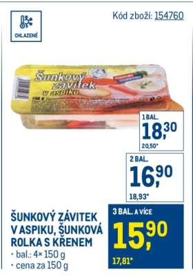 ŠUNKOVÝ ZÁVITEK V ASPIKU, ŠUNKOVÁ ROLKA S KŘENEM