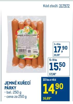 Jemné kuřecí párky