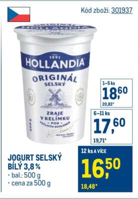 Jogurt selský bílý 3,8 %