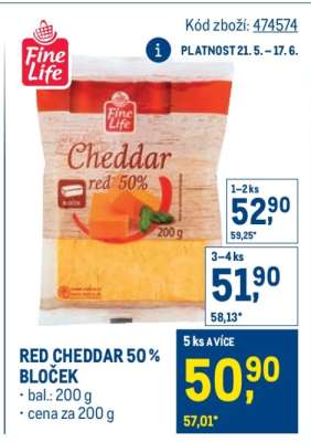 RED CHEDDAR 50 % BLOČEK