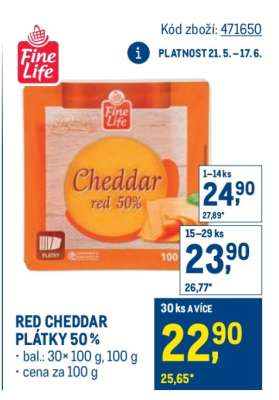 RED CHEDDAR PLÁTKY 50 %