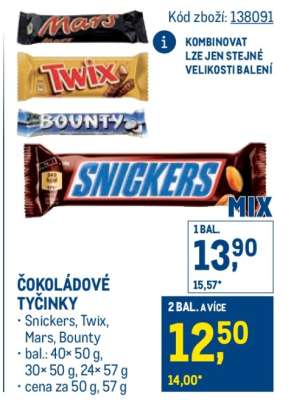 ČOKOLÁDOVÉ TYČINKY