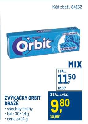 ŽVÝKAČKY ORBIT DRAŽÉ