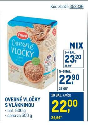 Ovesné vločky s vlákninou