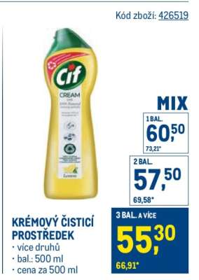 Krémový čisticí prostředek