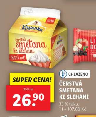 Krajanka ČERSTVÁ SMETANA KE ŠLEHÁNÍ