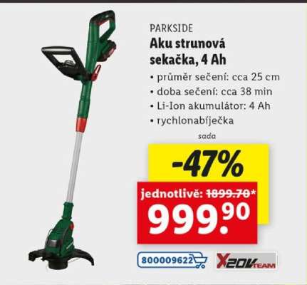 Parkside Aku strunová sekačka, 4 Ah