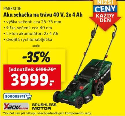 PARKSIDE Aku sekačka na trávu 40 V, 2x 4 Ah