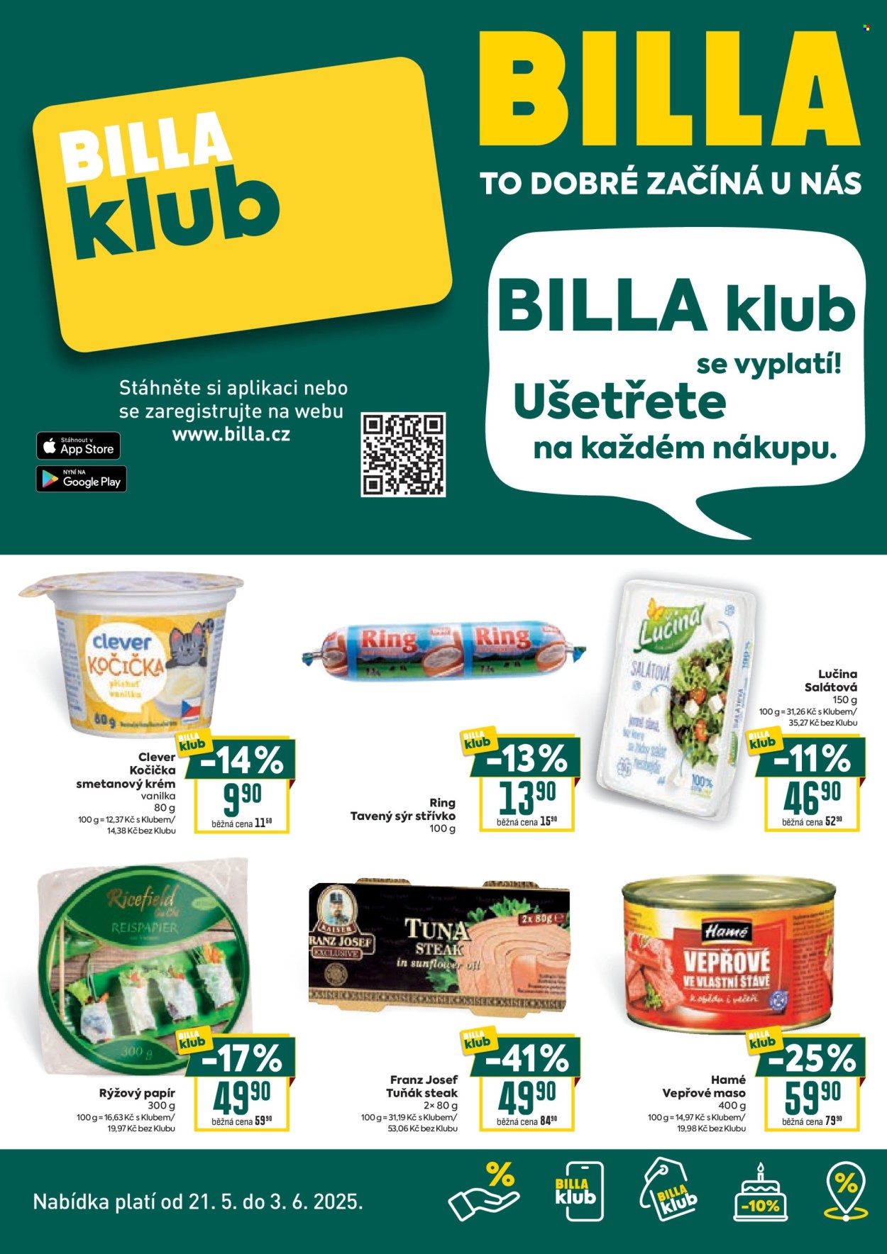 Leták BILLA - 21.5.2025 - 3.6.2025. Strana 1