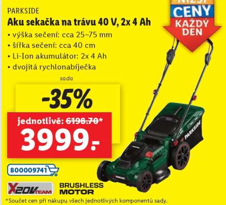 PARKSIDE Aku sekačka na trávu 40 V, 2x 4 Ah