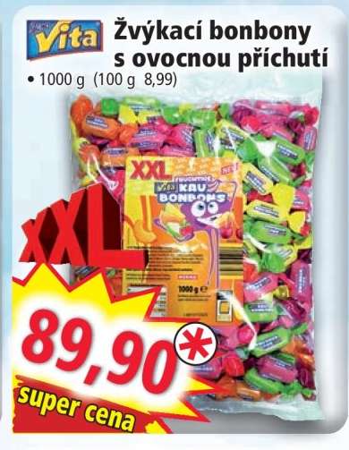 ŽVÝKACÍ BONBONY S OVOCNOU PŘÍCHUTÍ