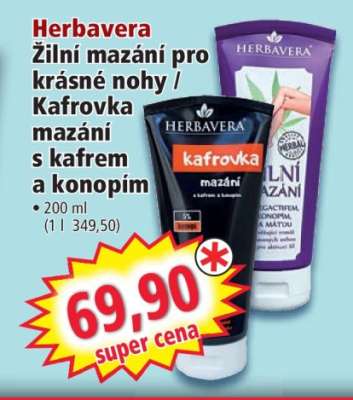 Herbavera Žilní mazání pro krásné nohy / Kafrovka mazání s kafrem a konopím