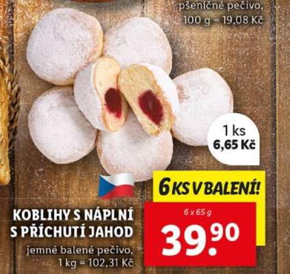 Koblihy s náplní s příchutí jahod