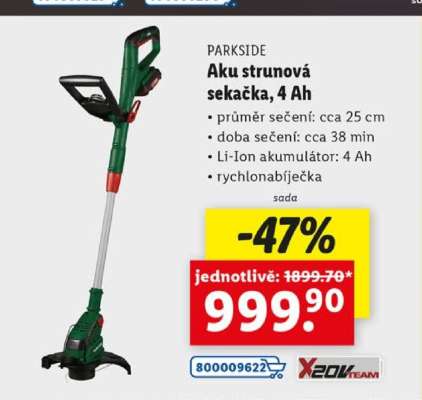 Parkside Aku strunová sekačka, 4 Ah