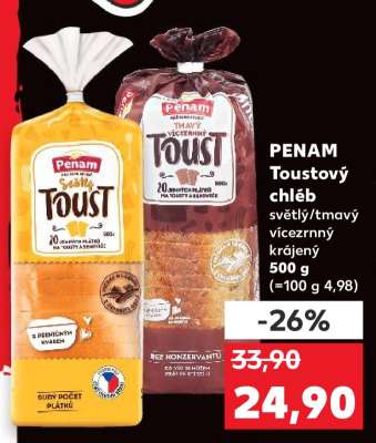 PENAM Toustový chléb světlý/tmavý vícezrnný krájený