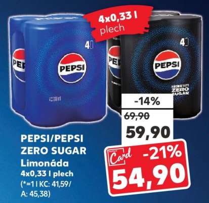 PEPSI/PEPSI ZERO SUGAR Limonáda 4x0,33 l plech