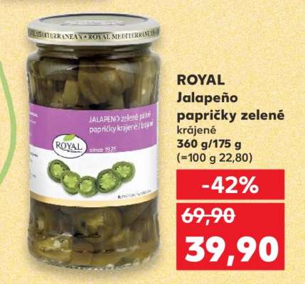 ROYAL Jalapeño papričky zelené krájené