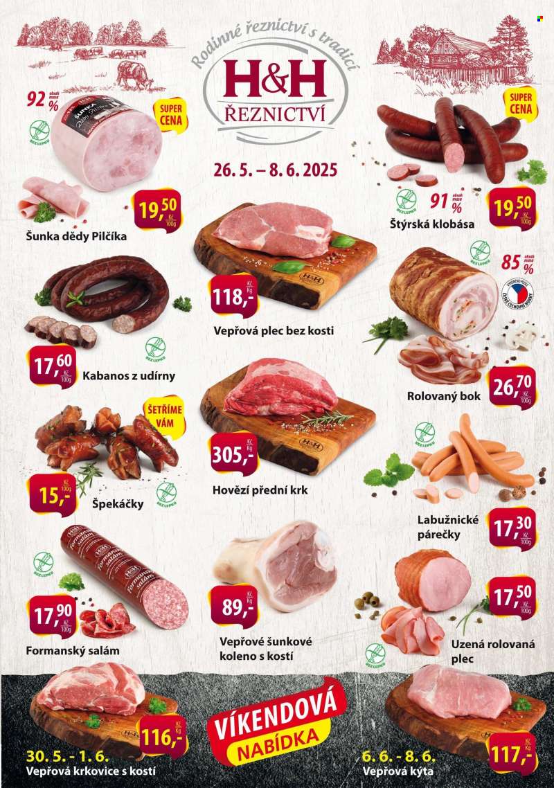 Leták Řeznictví H&H - 26.5.2025 - 8.6.2025.