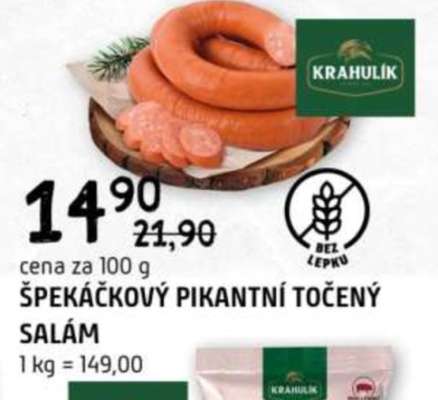 Špekáčkový pikantní točený salám