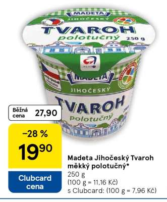 Madeta Jihočeský Tvaroh měkký polotučný