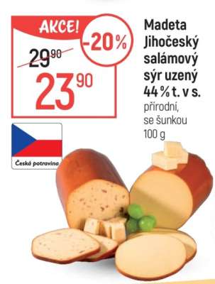 Madeta Jihočeský salámový sýr uzený 44 % t. v s.
