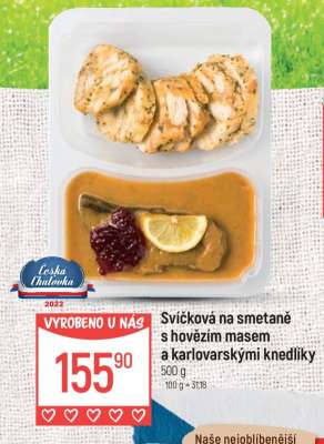 Svíčková na smetaně s hovězím masem a karlovarskými knedlíky