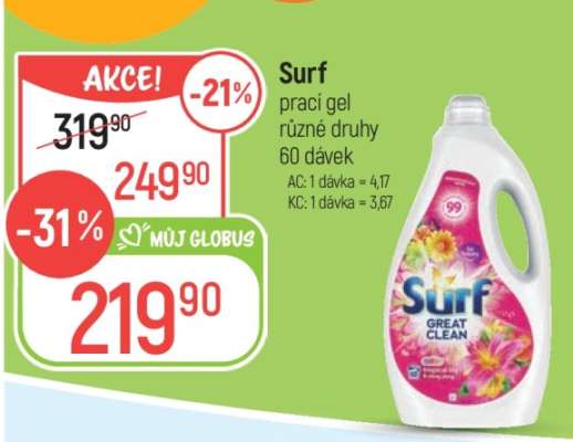 Surf prací gel různé druhy 60 dávek