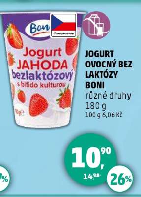 Jogurt ovocný bez laktózy Boni