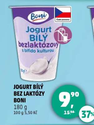 JOGURT BÍLÝ BEZ LAKTÓZY BONI