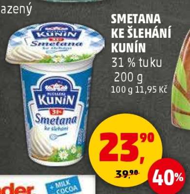 SMETANA KE ŠLEHÁNÍ KUNÍN