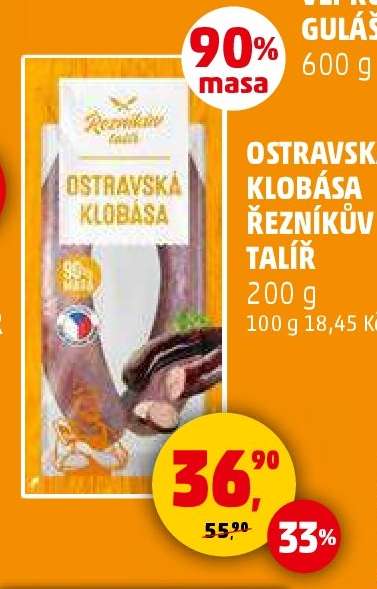 OSTRAVSKÁ KLOBÁSA ŘEZNÍKŮV TALÍŘ