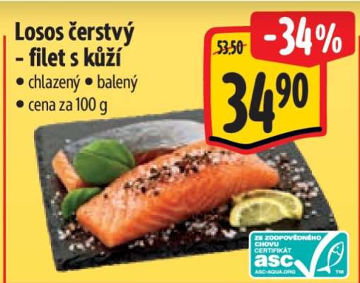 Losos čerstvý – filet s kůží