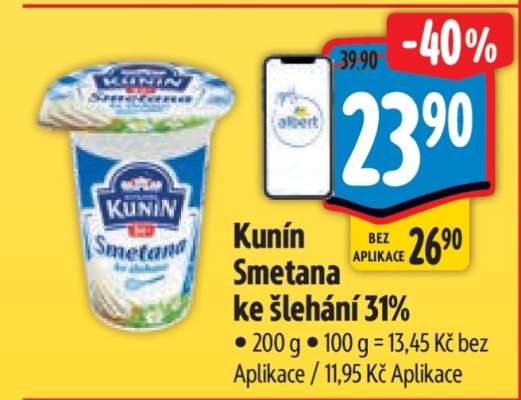 KUNÍN SMETANA KE ŠLEHÁNÍ 31 %