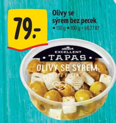 Olivy se sýrem bez pecek