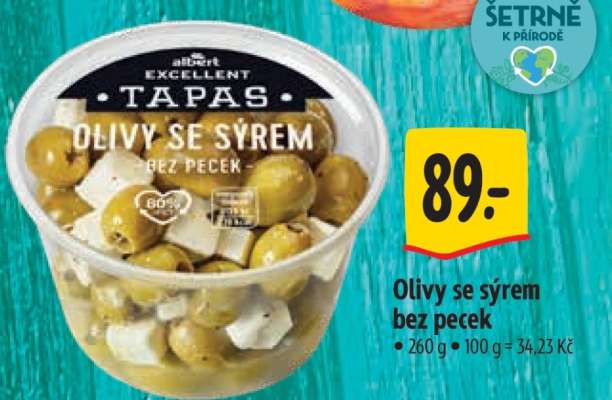 Olivy se sýrem bez pecek