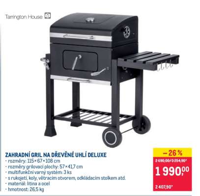 ZAHRADNÍ GRIL NA DŘEVĚNÉ UHLÍ DELUXE