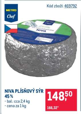 NIVA PLÍSŇOVÝ SÝR 45 %