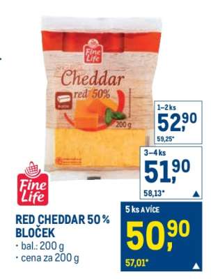 RED CHEDDAR 50 % BLOČEK