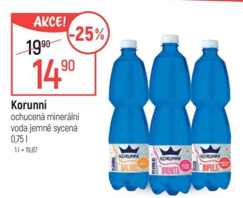 Korunní ochucená minerální voda jemně sycená