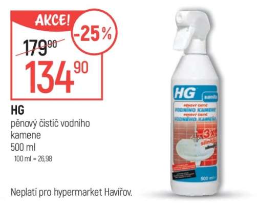HG pěnový čistič vodního kamene